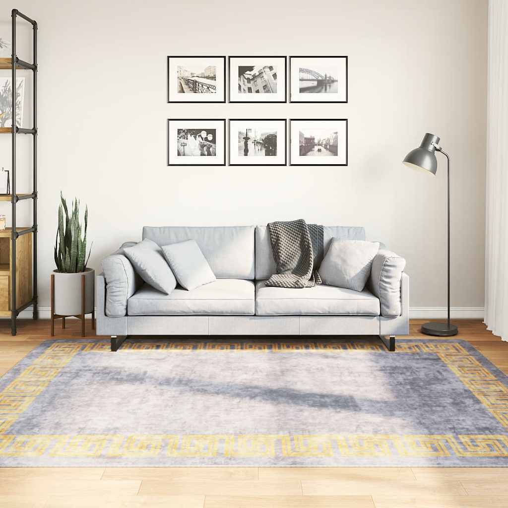 Teppich Waschbar Grau und Golden 150x230 cm Rutschfest