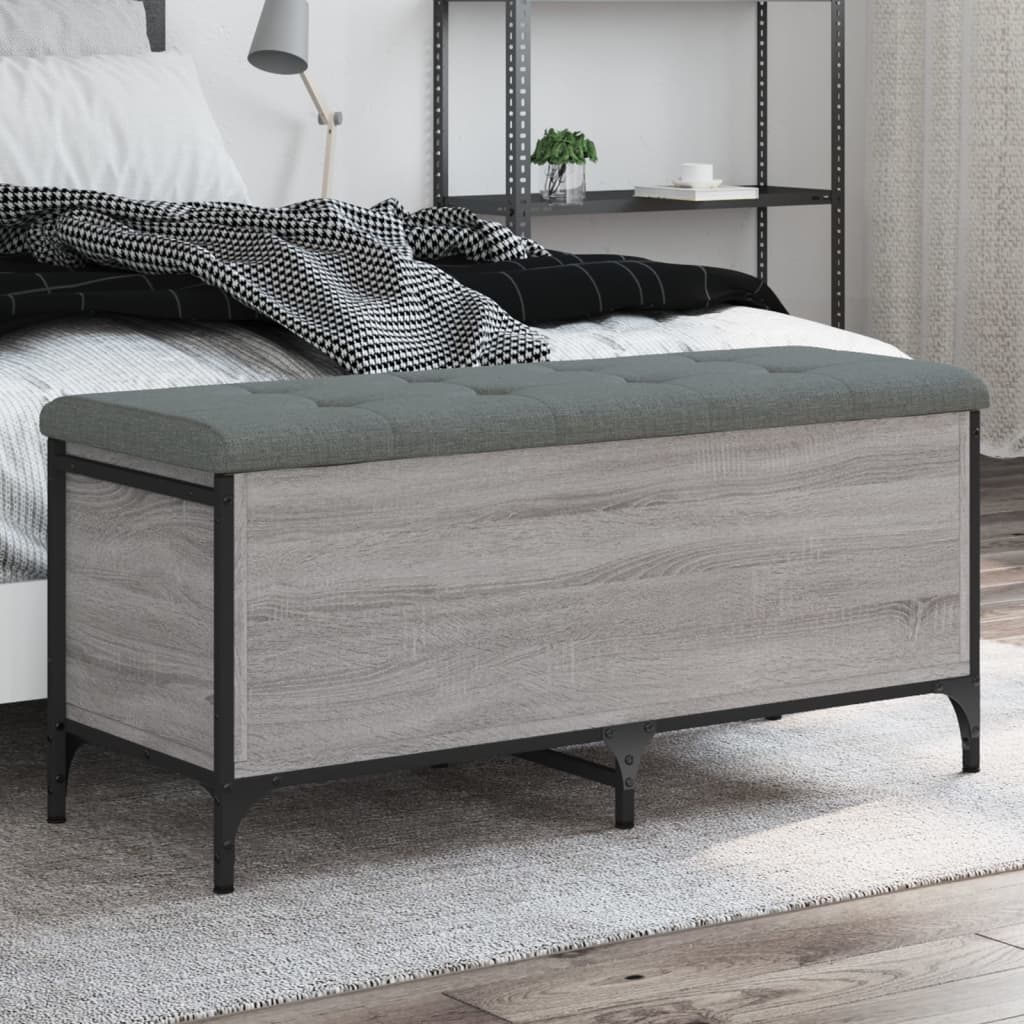 Bench with storage space Grey Sonoma 102x42x45 cm wood material