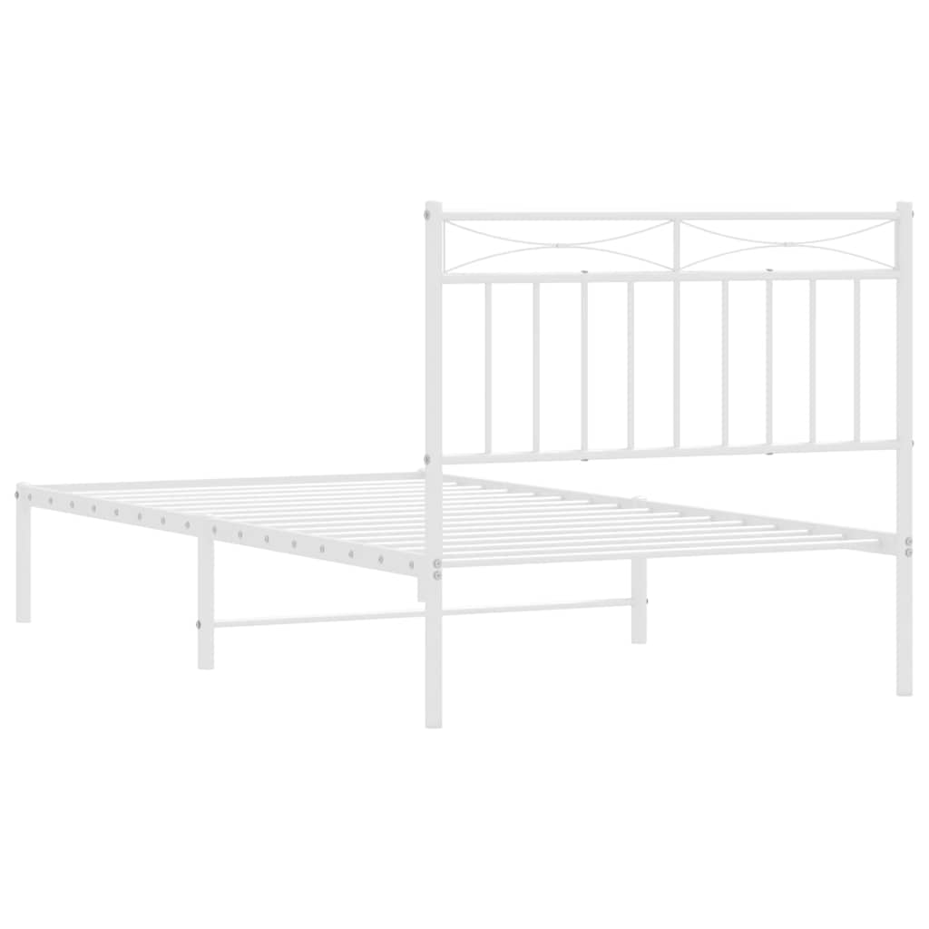 Bettgestell mit Kopfteil Metall Weiß 100x190 cm