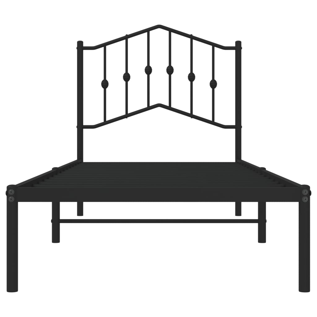 Bettgestell mit Kopfteil Metall Schwarz 90x200 cm