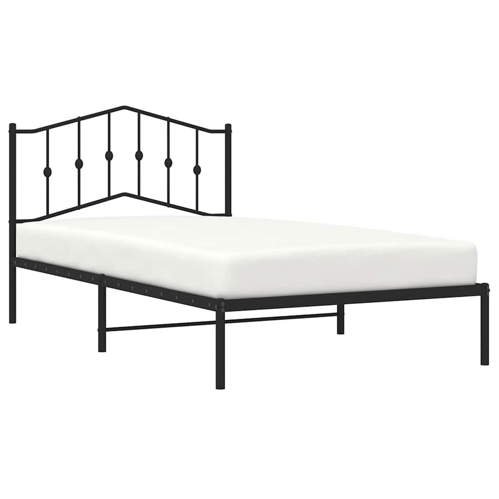 Bettgestell mit Kopfteil Metall Schwarz 100x200 cm