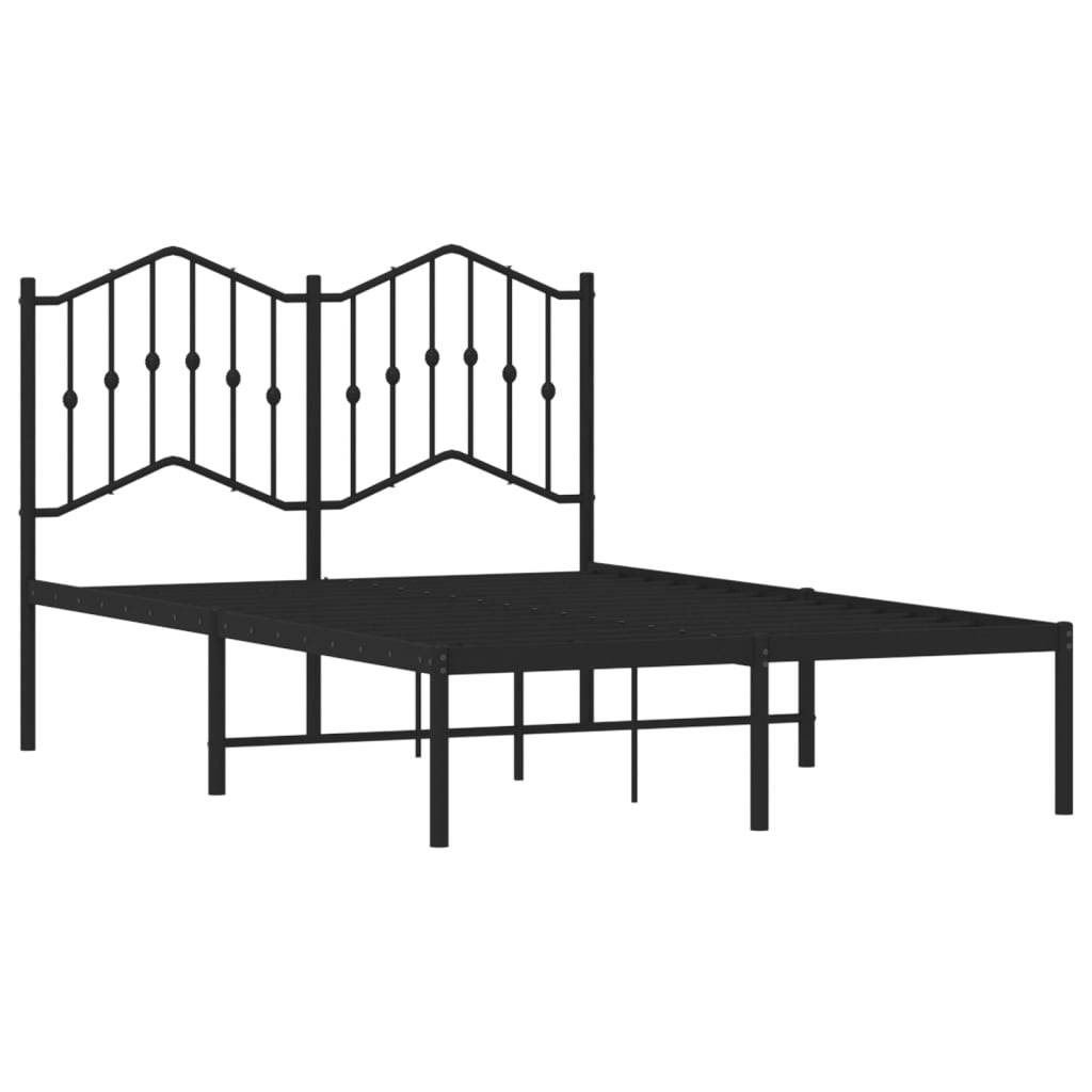 Bettgestell mit Kopfteil Metall Schwarz 120x200 cm