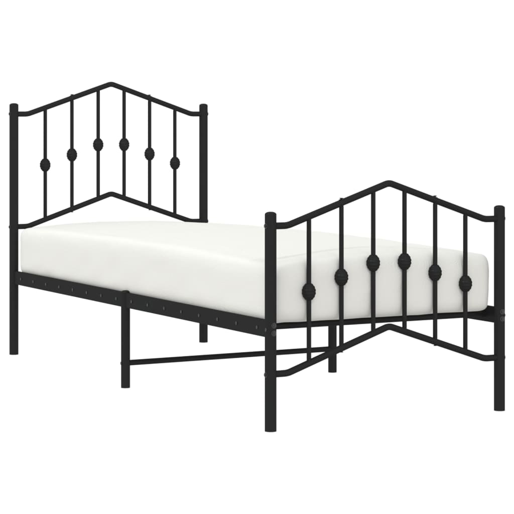 Bettgestell mit Kopf- und Fußteil Metall Schwarz 75x190 cm