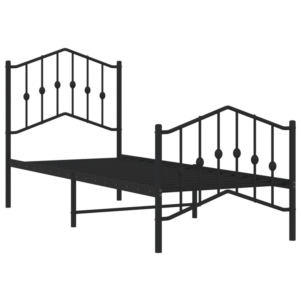 Bettgestell mit Kopf- und Fußteil Metall Schwarz 75x190 cm