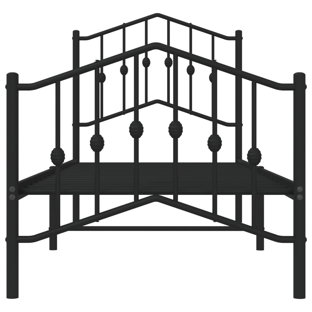 Bettgestell mit Kopf- und Fußteil Metall Schwarz 75x190 cm