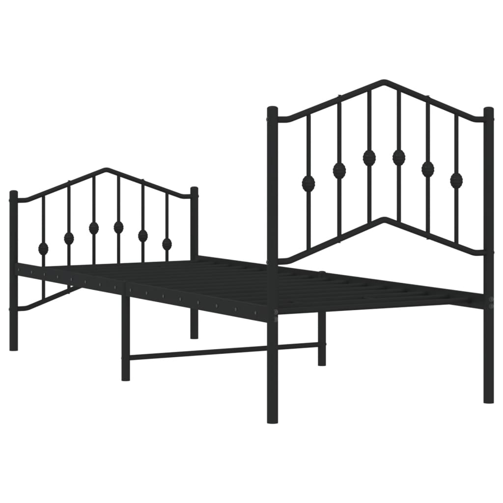 Bettgestell mit Kopf- und Fußteil Metall Schwarz 75x190 cm