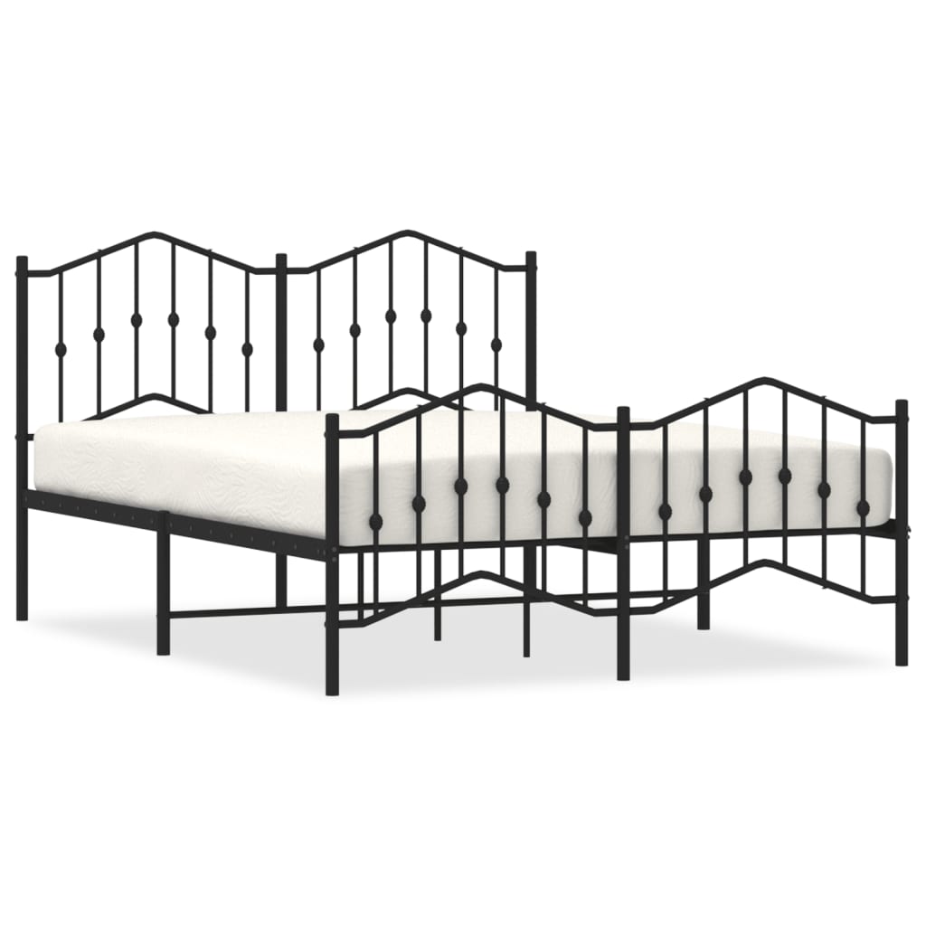 Bed frame with head and footboard metal black 140x200 cm