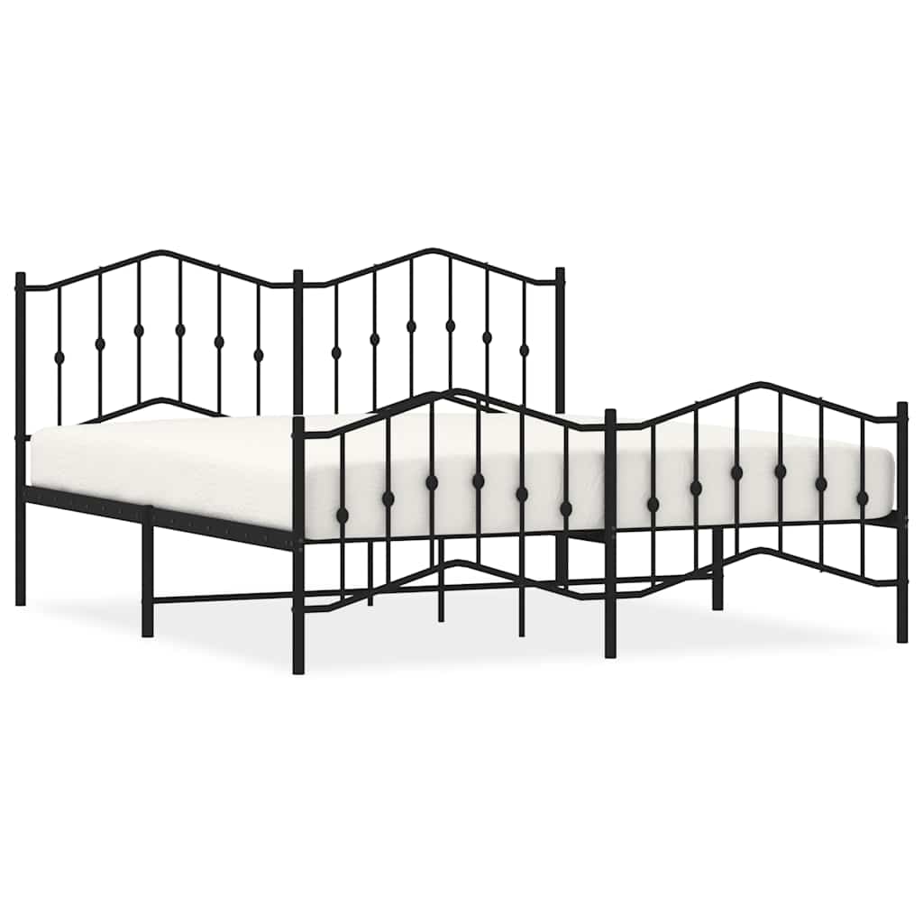 Bed frame with head and footboard metal black 183x213 cm