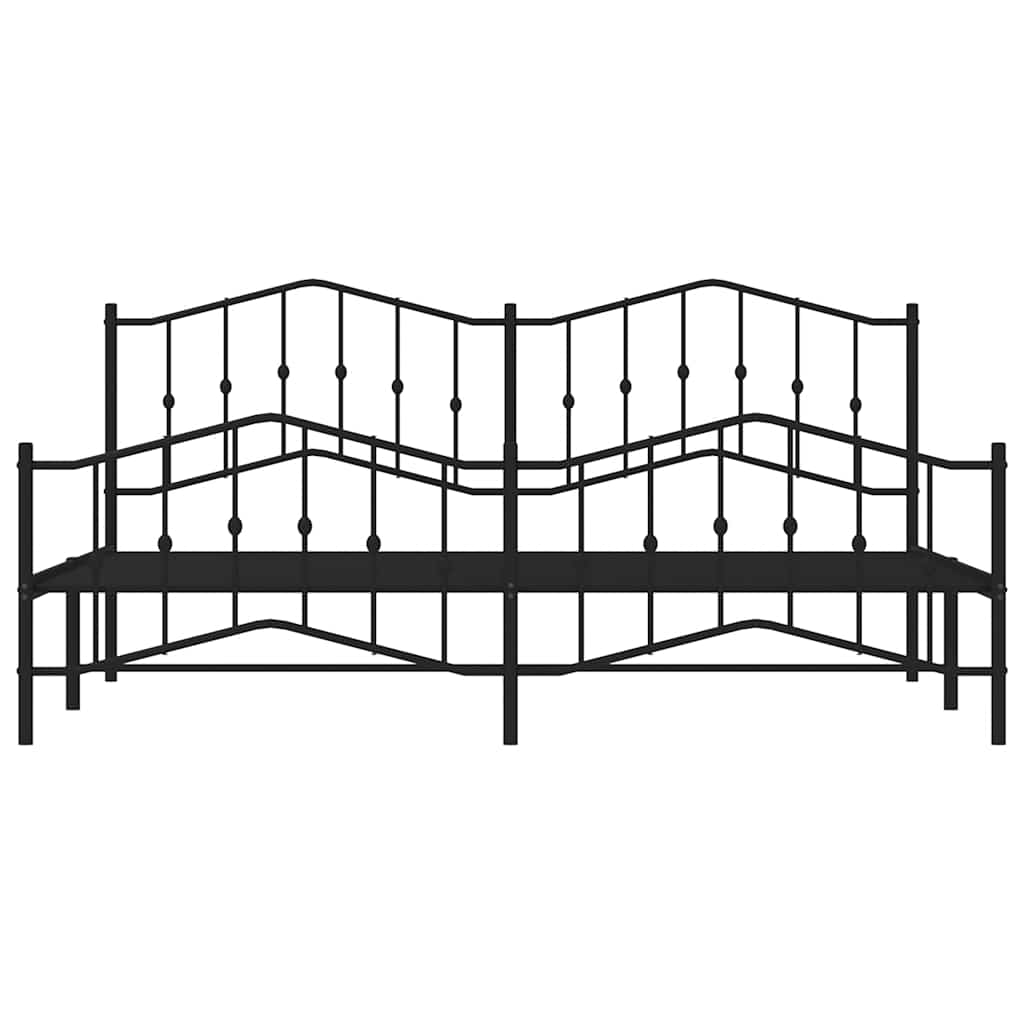 Bettgestell mit Kopf- und Fußteil Metall Schwarz 193x203 cm