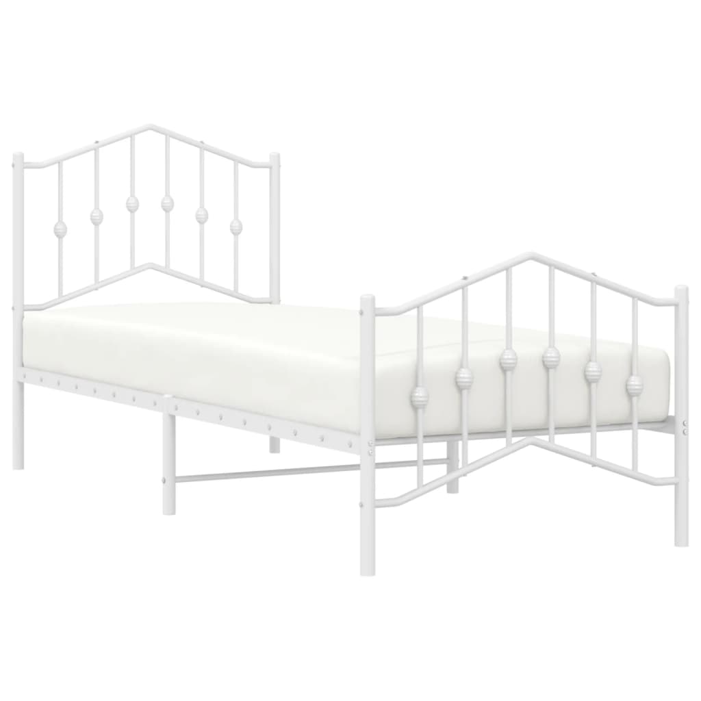 Bettgestell mit Kopf- und Fußteil Metall Weiß 80x200 cm