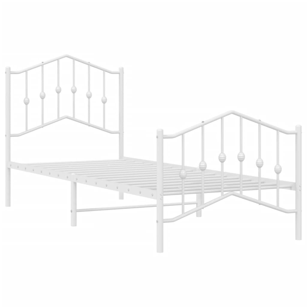 Bettgestell mit Kopf- und Fußteil Metall Weiß 80x200 cm