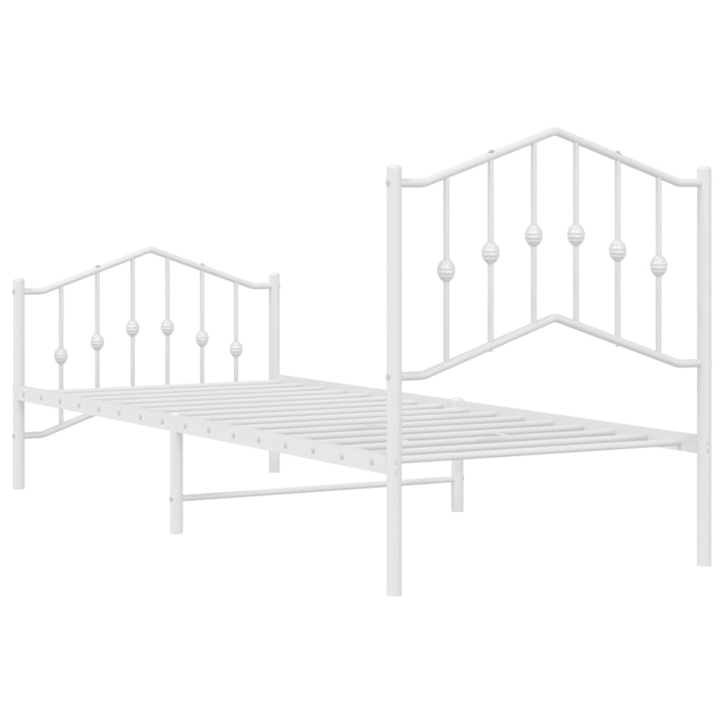 Bettgestell mit Kopf- und Fußteil Metall Weiß 80x200 cm