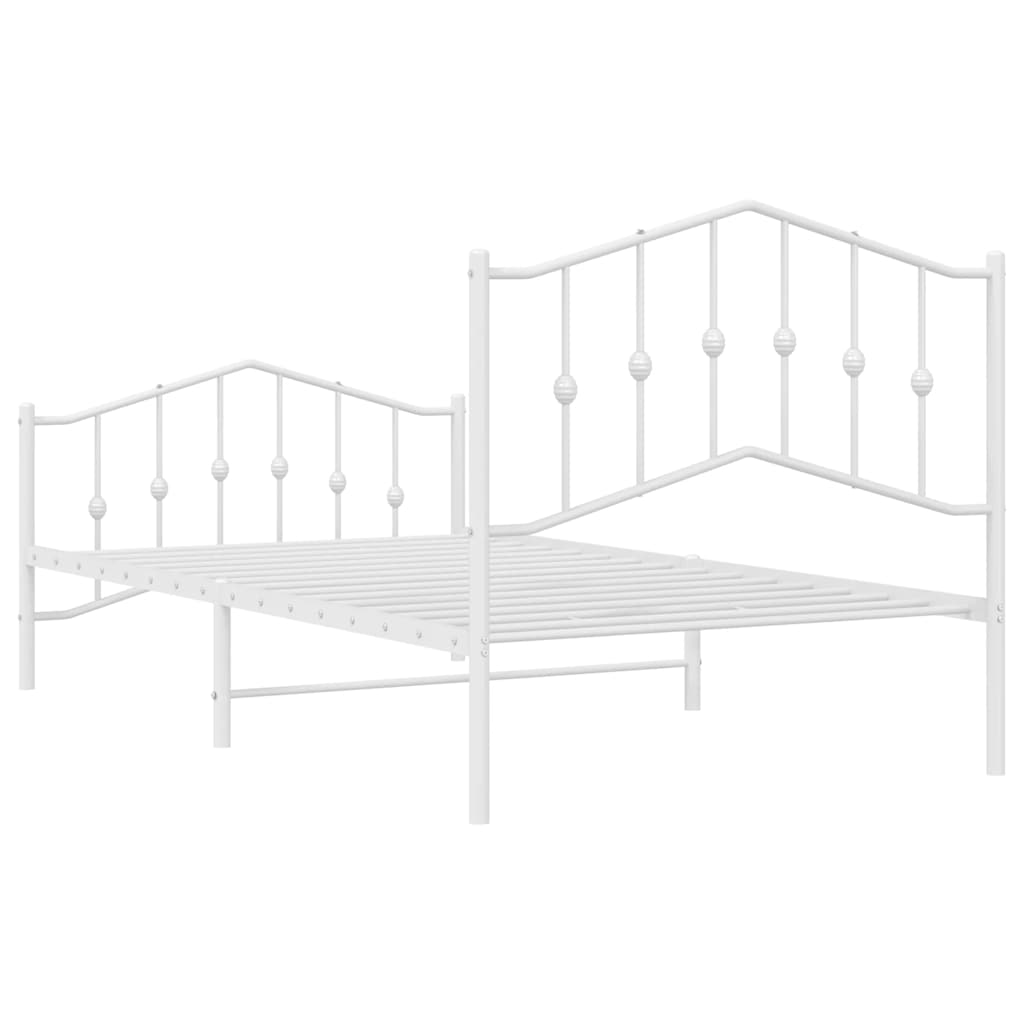Bettgestell mit Kopf- und Fußteil Metall Weiß 100x190 cm