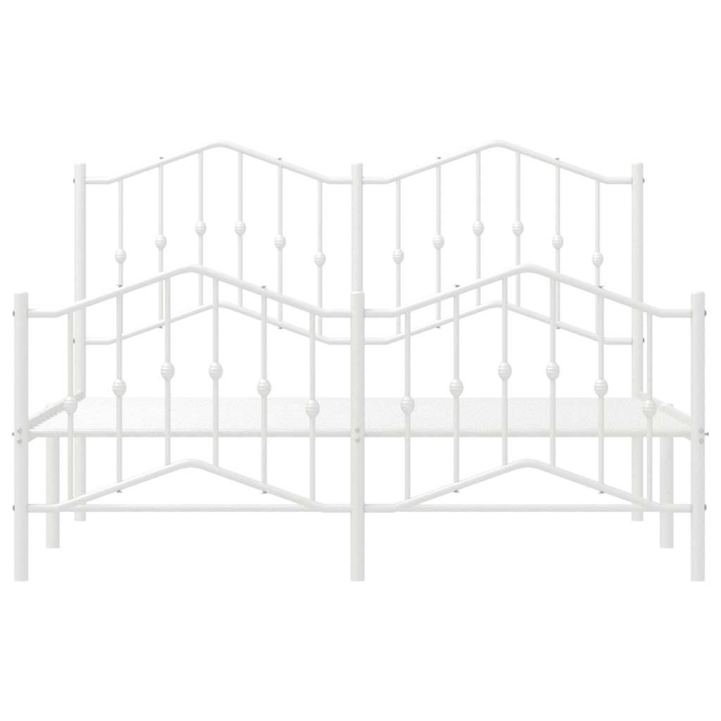 Bettgestell mit Kopf- und Fußteil Metall Weiß 135x190 cm