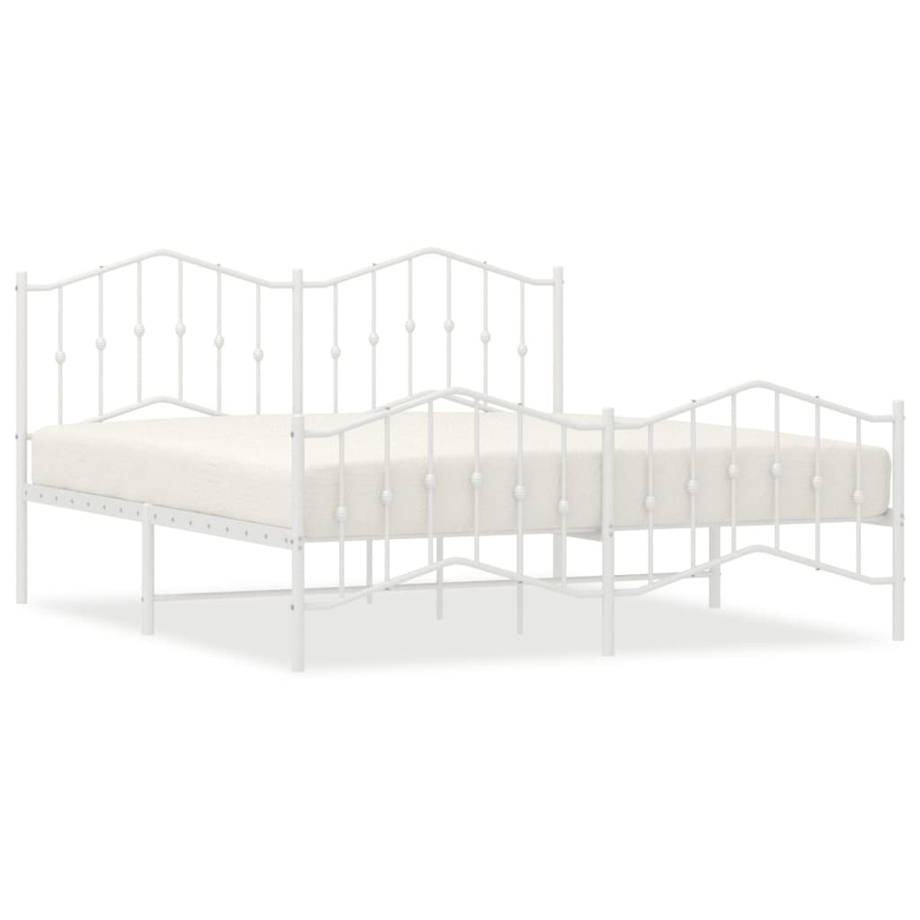 Bed frame with head and footboard metal white 180x200 cm