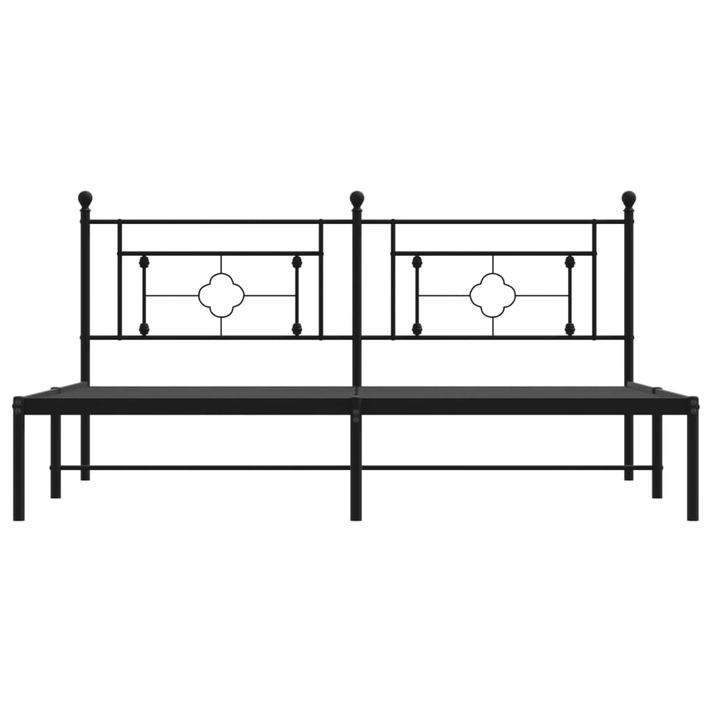 Bettgestell mit Kopfteil Metall Schwarz 180x200 cm