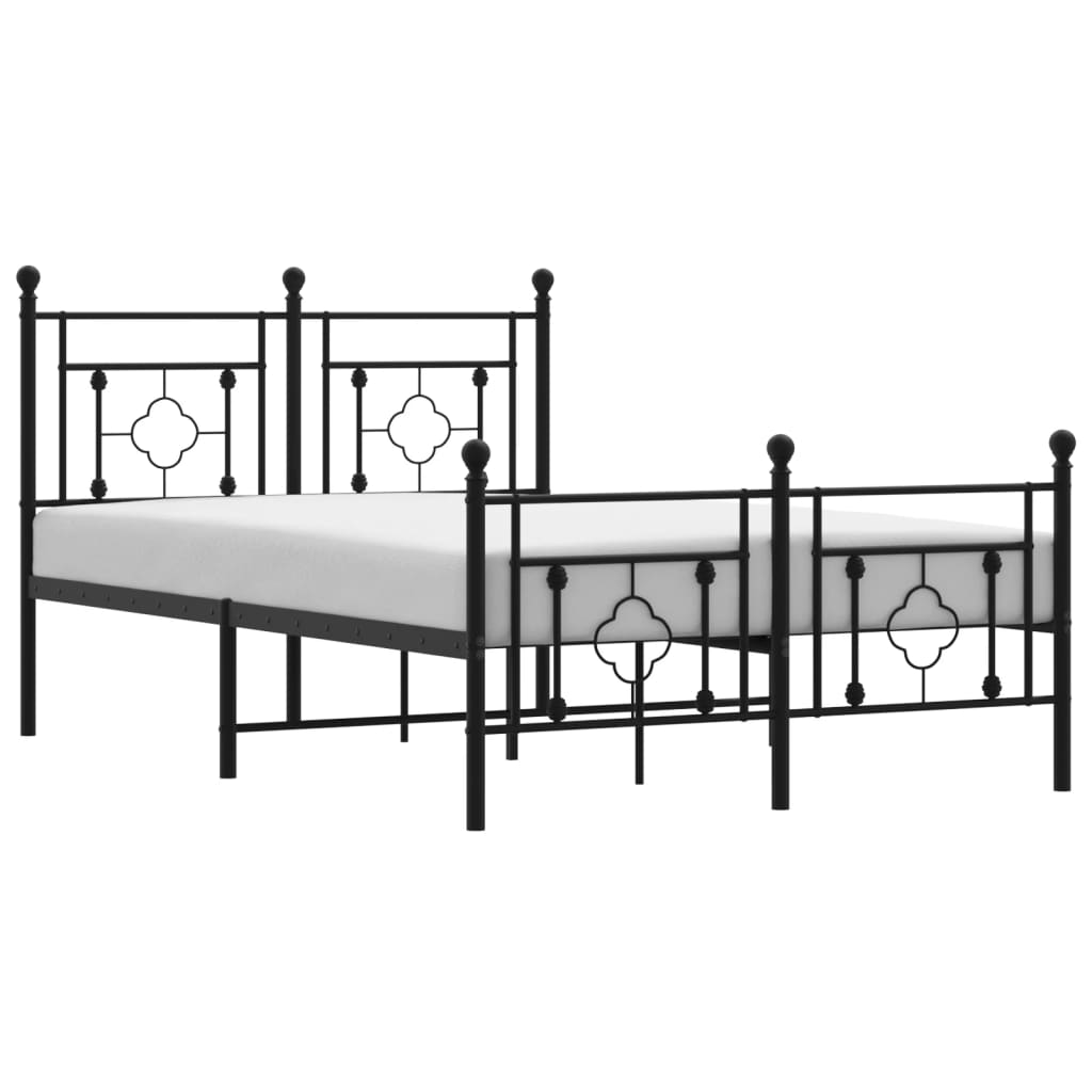 Bed frame with head and footboard metal black 120x190 cm