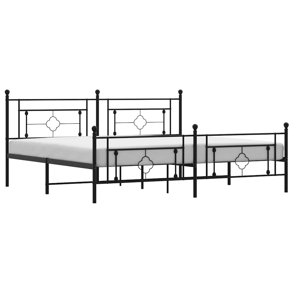 Bettgestell mit Kopf- und Fußteil Metall Schwarz 193x203 cm