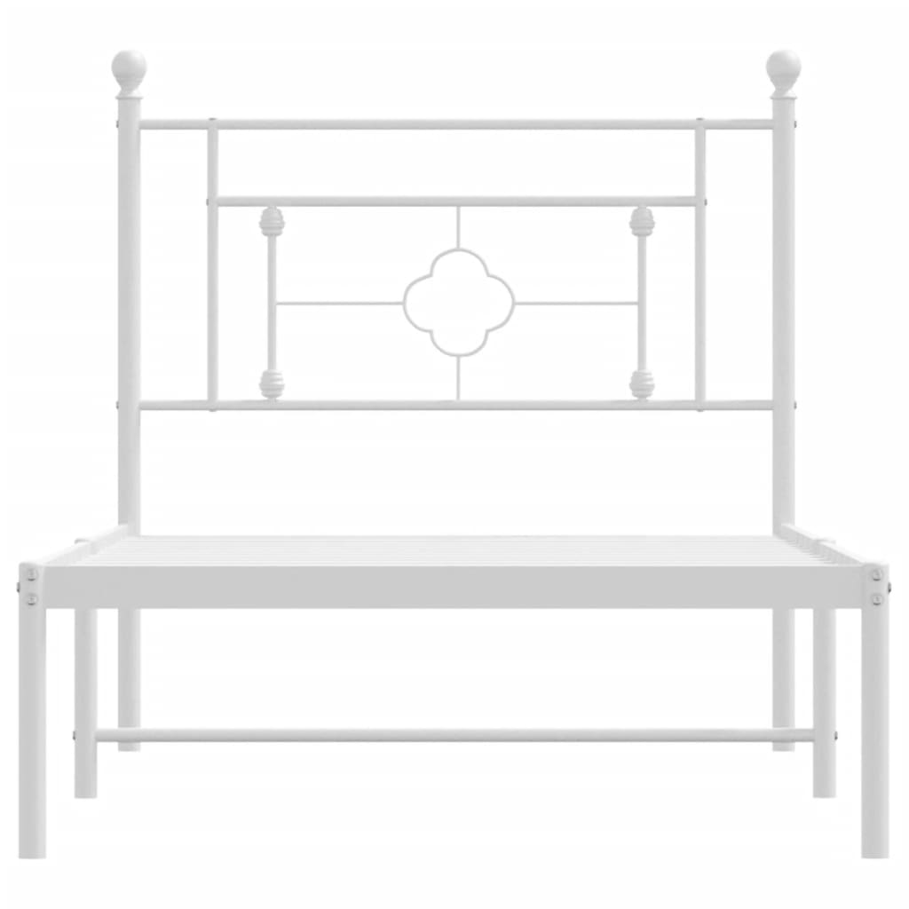Bettgestell mit Kopfteil Metall Weiß 90x190 cm