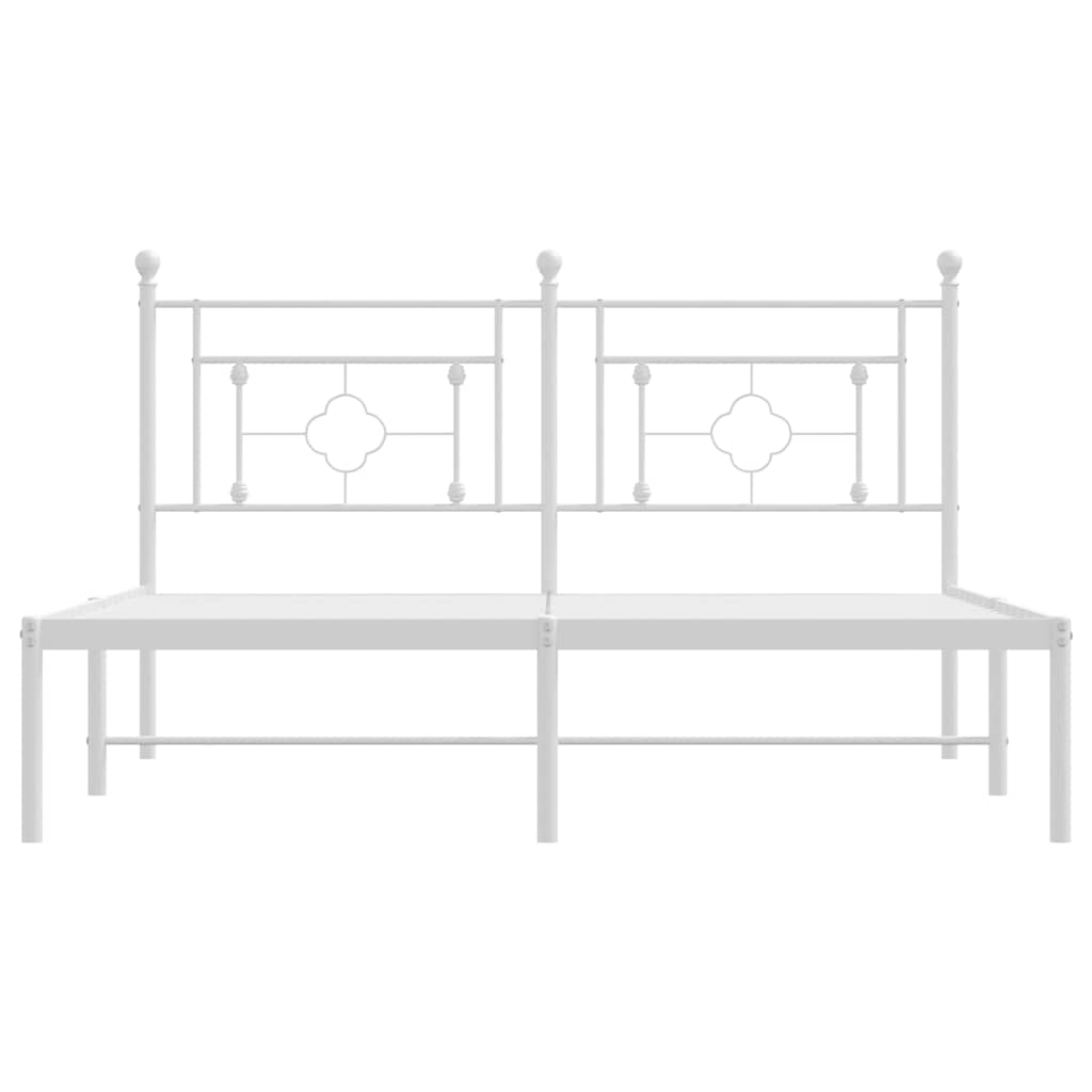 Bettgestell mit Kopfteil Metall Weiß 150x200 cm