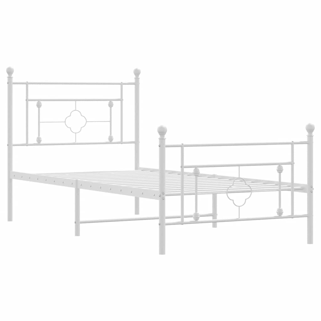 Bettgestell mit Kopf- und Fußteil Metall Weiß 100x200 cm