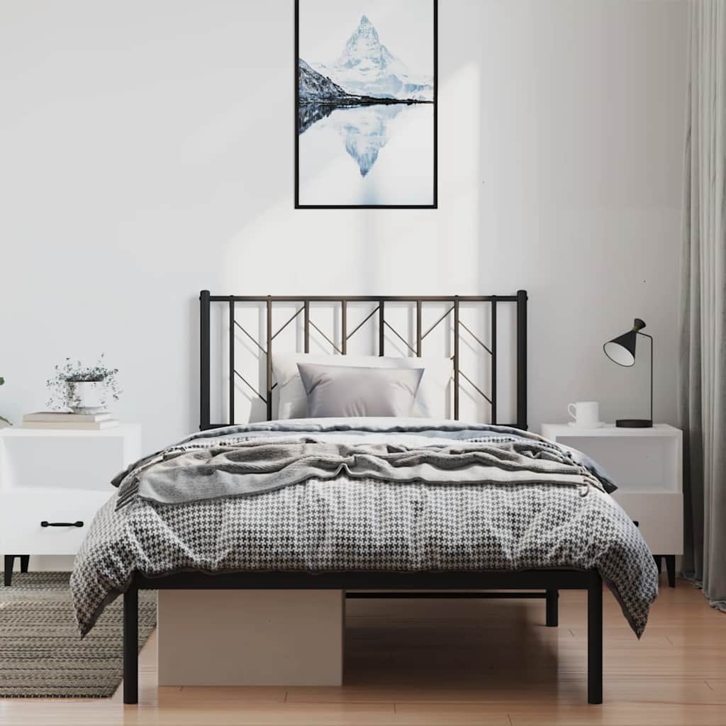 Bettgestell mit Kopfteil Metall Schwarz 100x200 cm