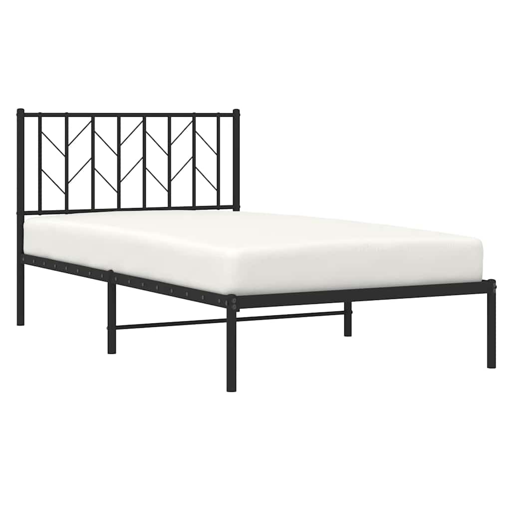 Bettgestell mit Kopfteil Metall Schwarz 100x200 cm