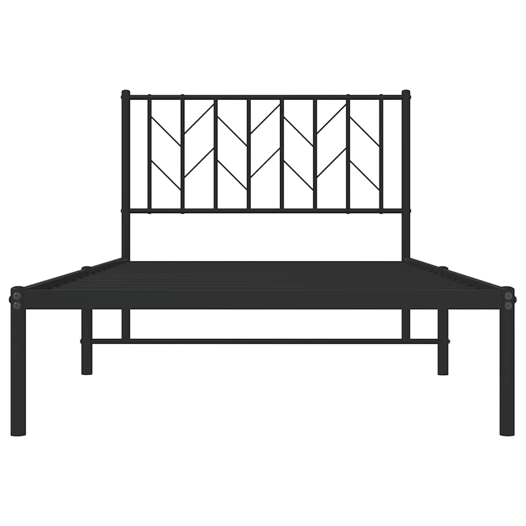 Bettgestell mit Kopfteil Metall Schwarz 100x200 cm
