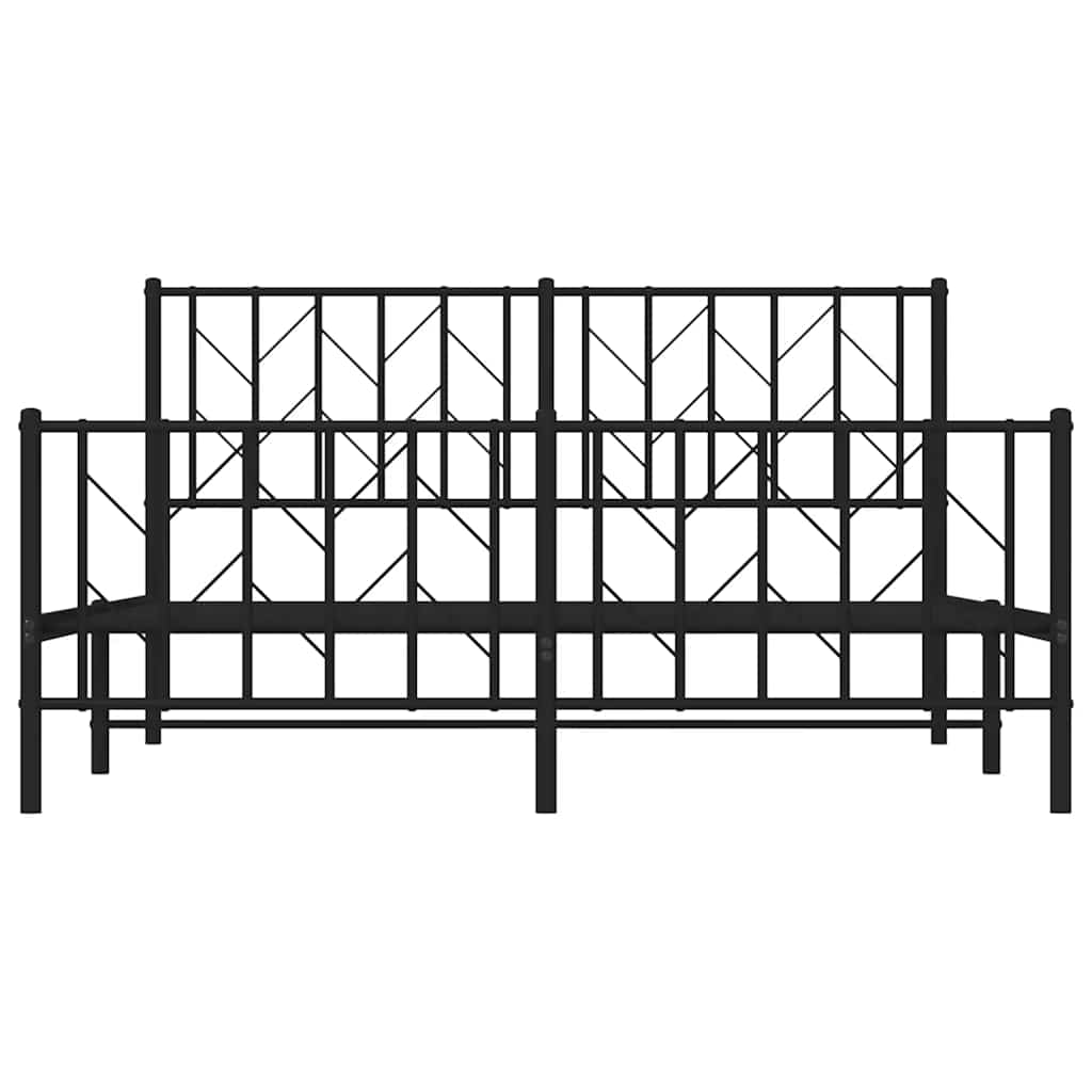 Bettgestell mit Kopf- und Fußteil Metall Schwarz 150x200 cm