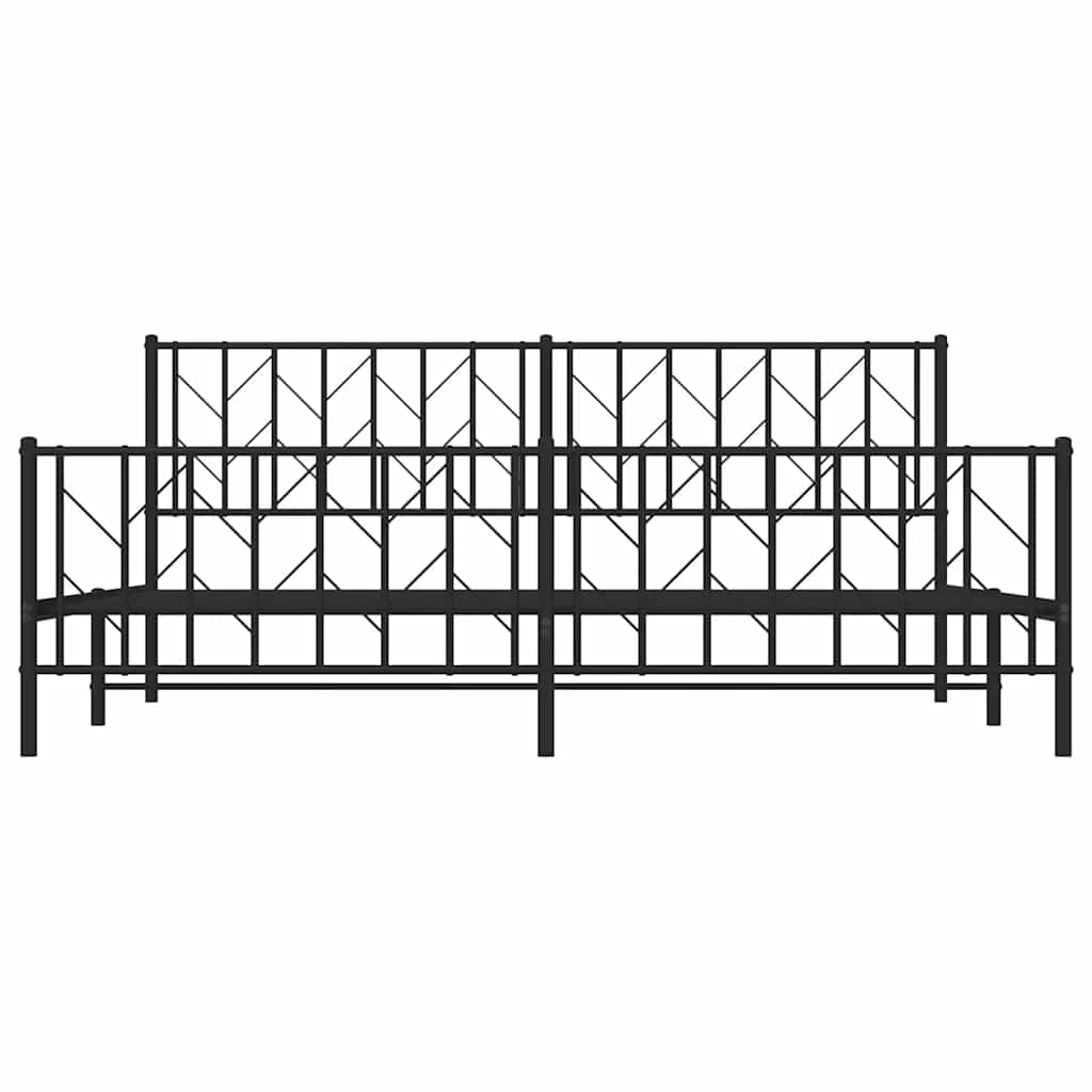 Bettgestell mit Kopf- und Fußteil Metall Schwarz 193x203 cm