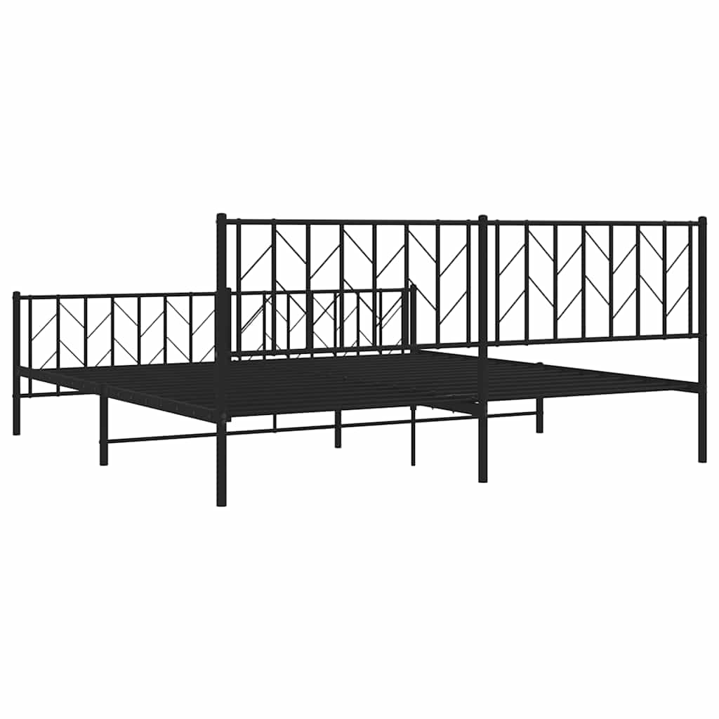 Bettgestell mit Kopf- und Fußteil Metall Schwarz 193x203 cm