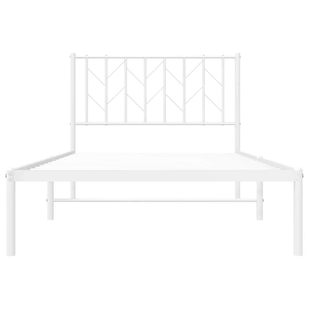 Bettgestell mit Kopfteil Metall Weiß 100x200 cm