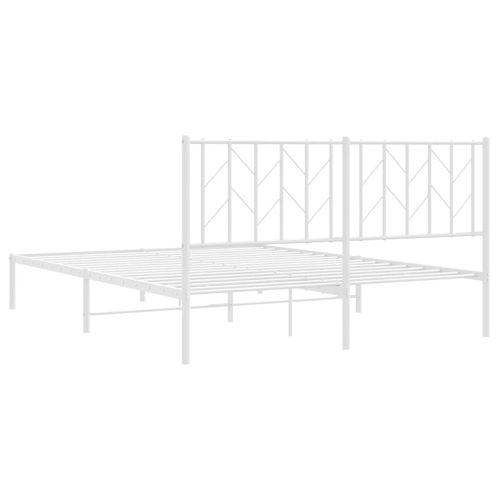 Bettgestell mit Kopfteil Metall Weiß 150x200 cm