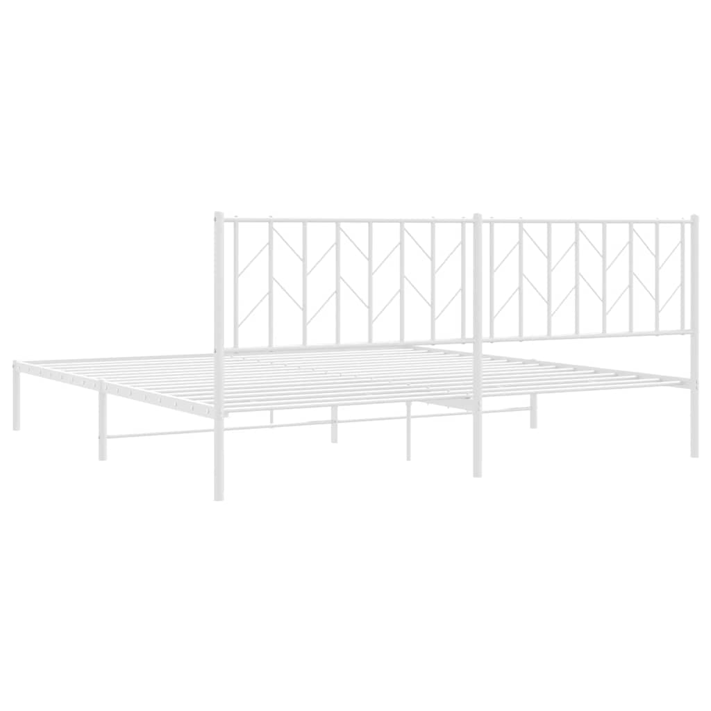 Bettgestell mit Kopfteil Metall Weiß 193x203 cm