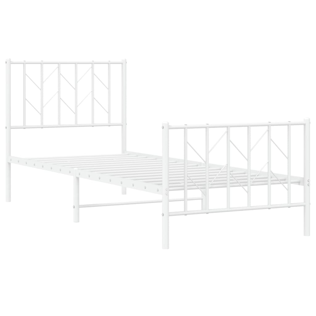 Bettgestell mit Kopf- und Fußteil Metall Weiß 80x200 cm