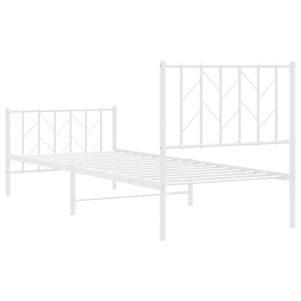 Bettgestell mit Kopf- und Fußteil Metall Weiß 80x200 cm