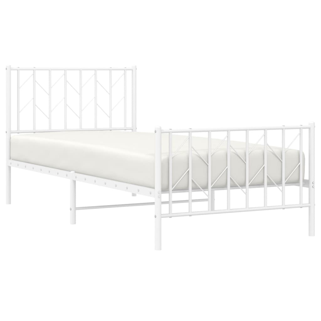 Bettgestell mit Kopf- und Fußteil Metall Weiß 90x200 cm
