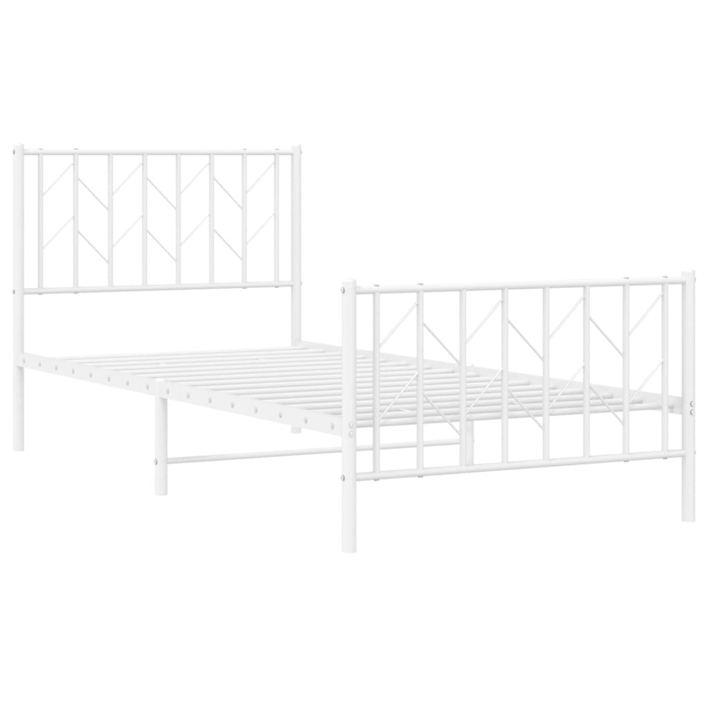 Bettgestell mit Kopf- und Fußteil Metall Weiß 90x200 cm