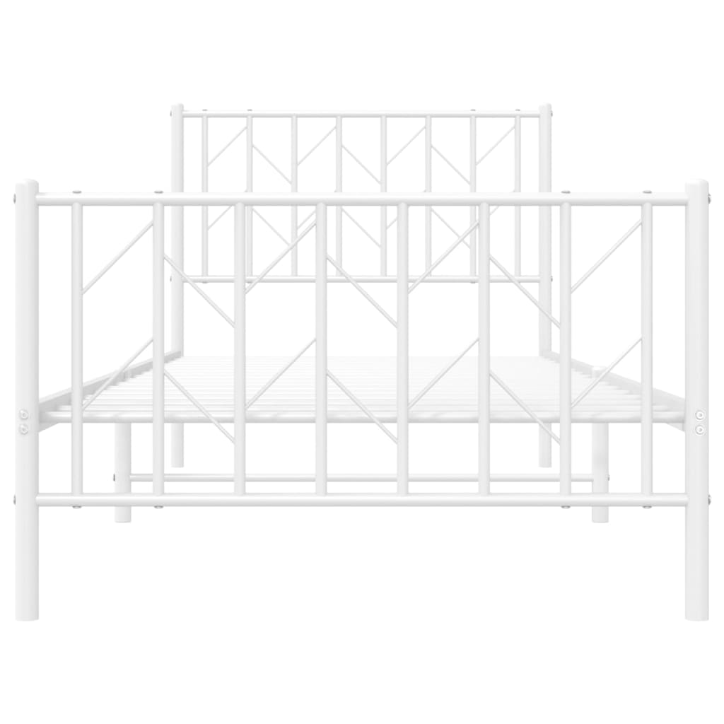 Bettgestell mit Kopf- und Fußteil Metall Weiß 90x200 cm