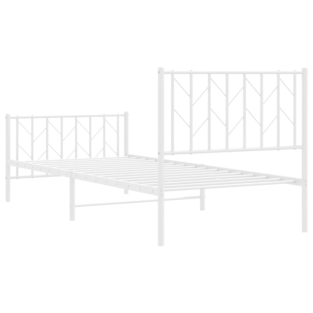 Bettgestell mit Kopf- und Fußteil Metall Weiß 90x200 cm