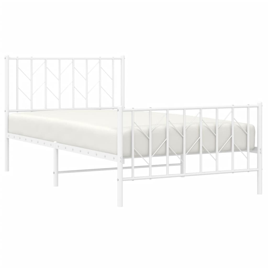 Bettgestell mit Kopf- und Fußteil Metall Weiß 100x190 cm