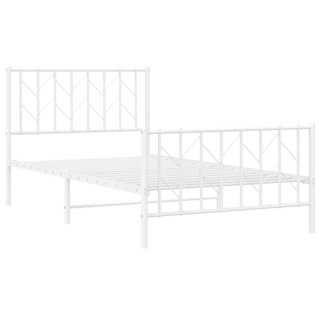Bettgestell mit Kopf- und Fußteil Metall Weiß 100x190 cm