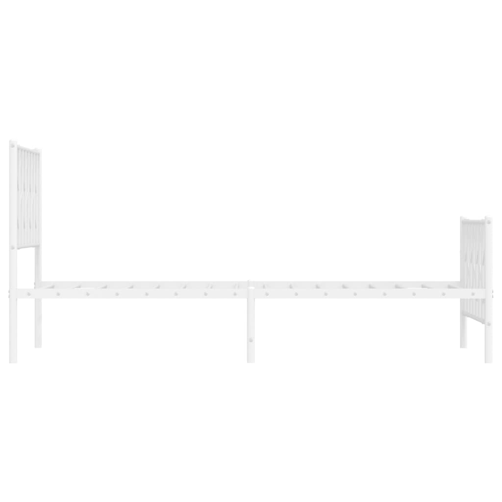 Bettgestell mit Kopf- und Fußteil Metall Weiß 100x190 cm