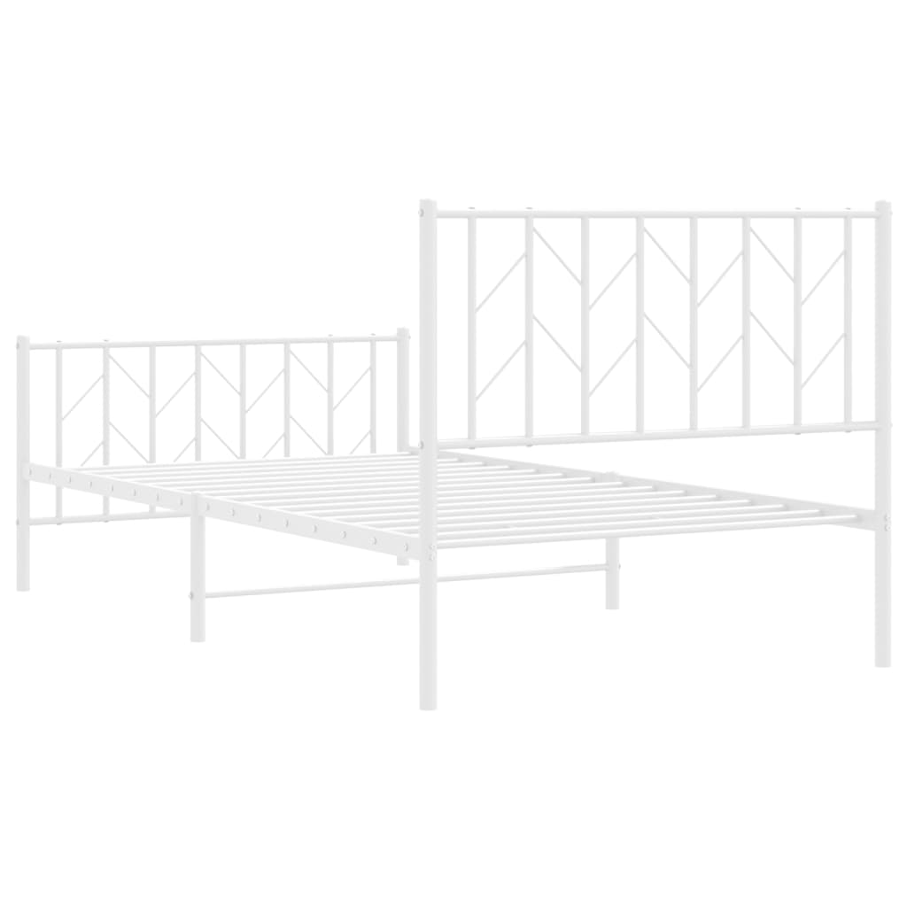 Bettgestell mit Kopf- und Fußteil Metall Weiß 100x190 cm