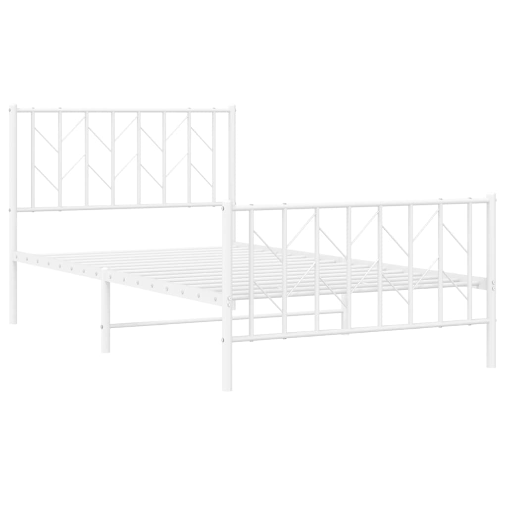 Bettgestell mit Kopf- und Fußteil Metall Weiß 100x200 cm