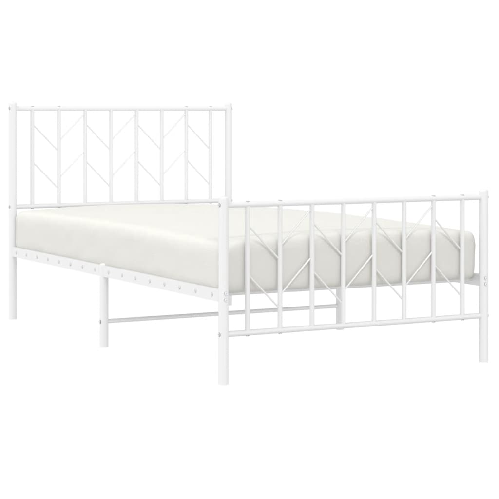 Bettgestell mit Kopf- und Fußteil Metall Weiß 100x200 cm
