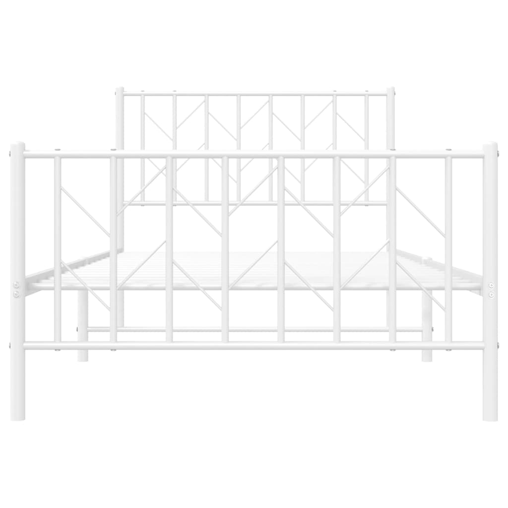 Bettgestell mit Kopf- und Fußteil Metall Weiß 100x200 cm
