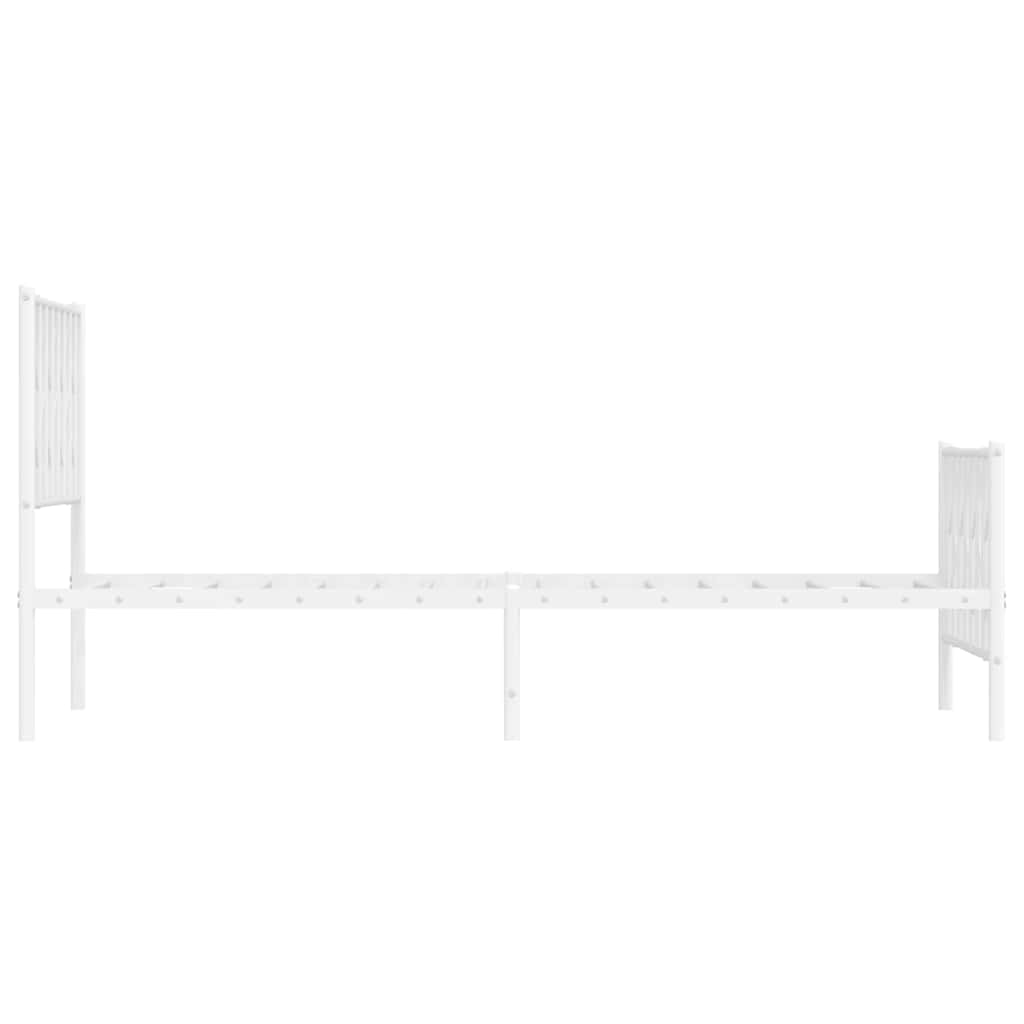 Bettgestell mit Kopf- und Fußteil Metall Weiß 100x200 cm