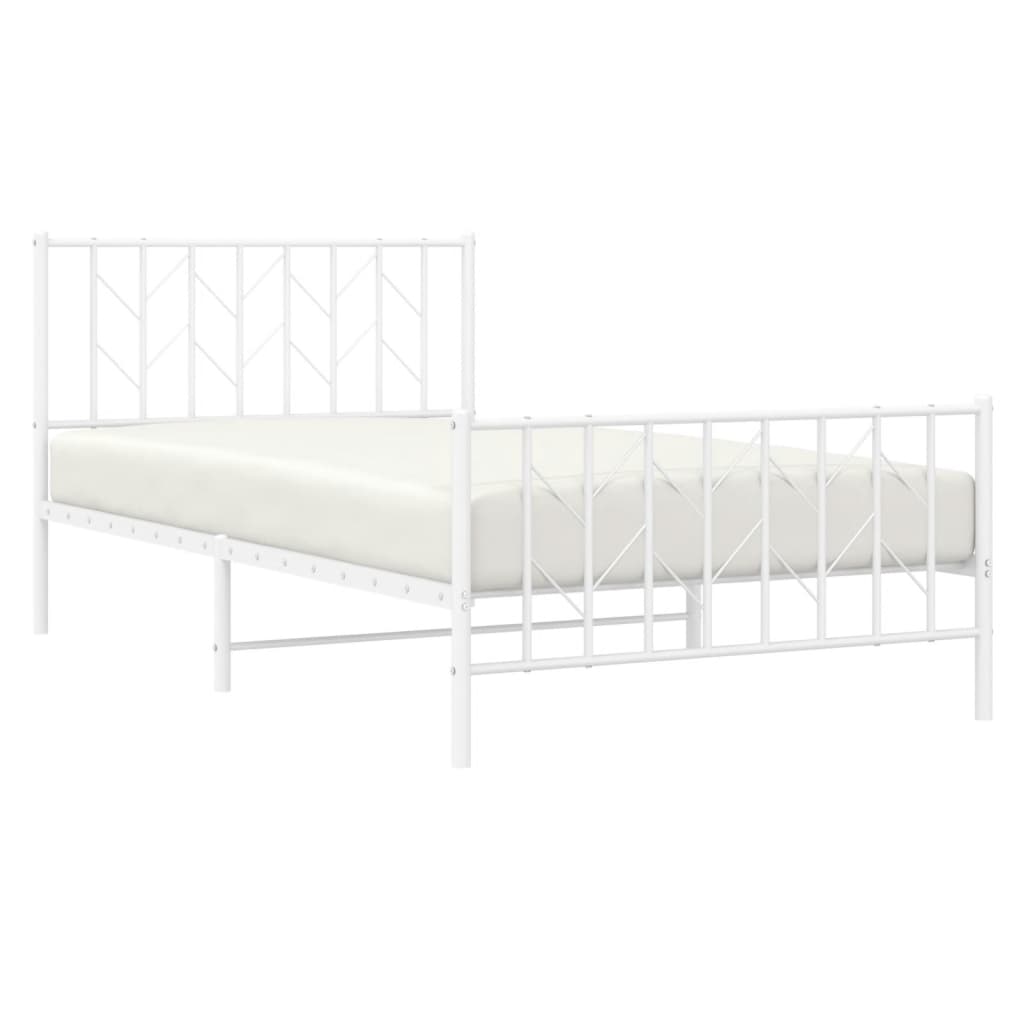 Bettgestell mit Kopf- und Fußteil Metall Weiß 107x203 cm