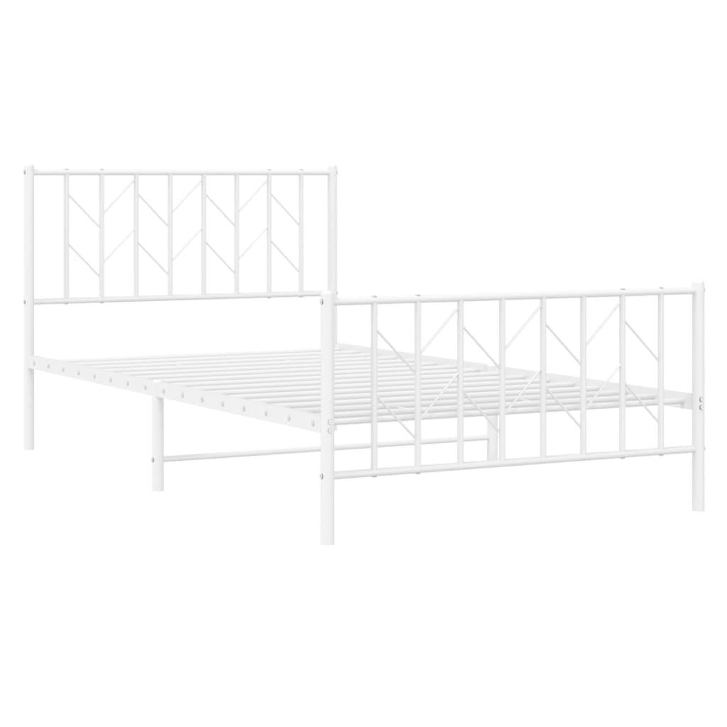 Bettgestell mit Kopf- und Fußteil Metall Weiß 107x203 cm